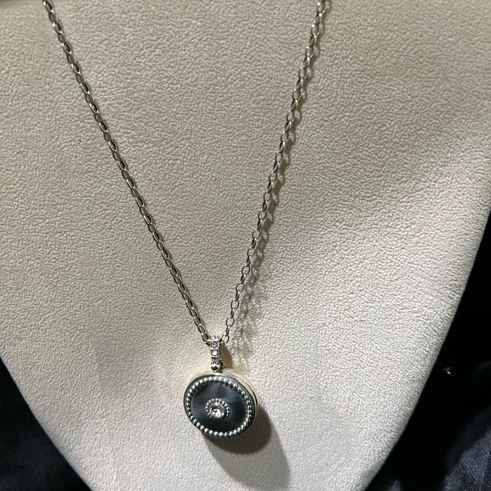 Brighton Twinkle crystal locket JL9331  15” chain silver plated NWT - Picture 2 of 6